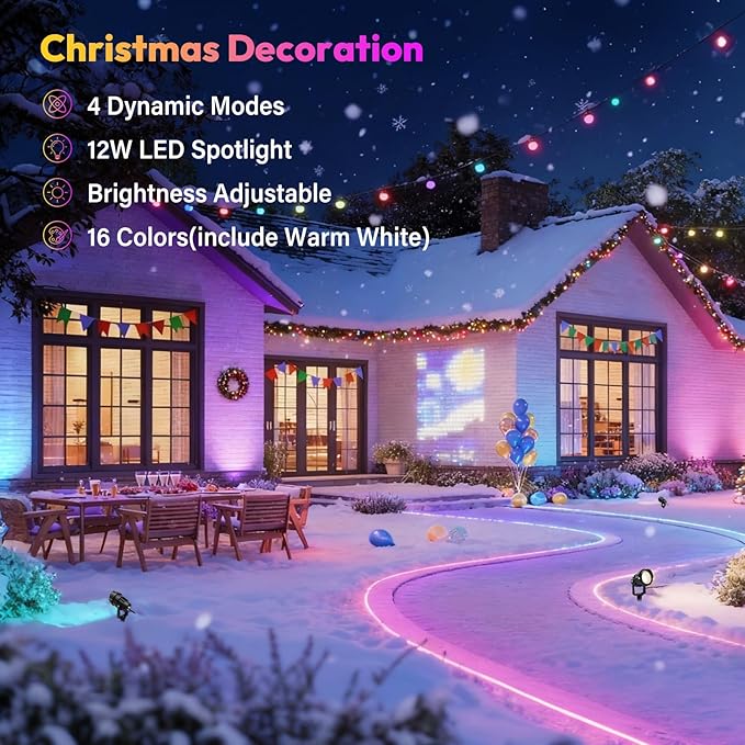 Halloween Christmas Spotlight Outdoor Color Changing Landscape Spotlights12W RGBW LED Outdoor Spot Lights for Yard Garden DecorWaterproof 110V Plug in Landscape Lighting with Remote8 Packs
