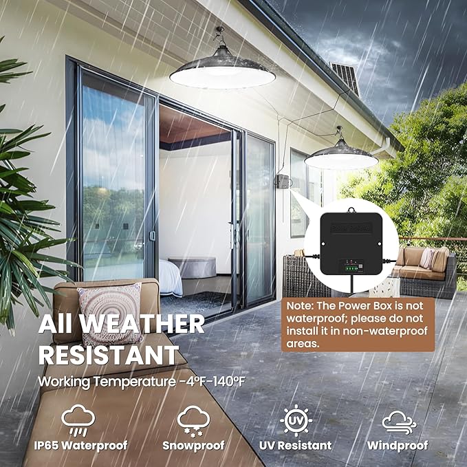 Solar Shed Light Indoor Outdoor Dual Lamp 2000LM Daytime Available Pendant Light with Pull String Dusk to Dawn 3 Lighting Modes Solar Lights Indoor Waterproof for Barn Gazebo Shop Garage