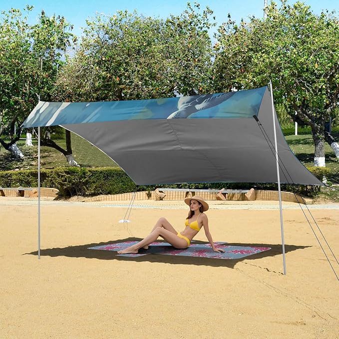 Sea TurtleCamping Sun Shelters 9.2 x 10.5 FT Beach Canopy Tent Sun Shade with Carrying Bag for Camping Trips Fishing Backyard Fun or Picnics 21341027