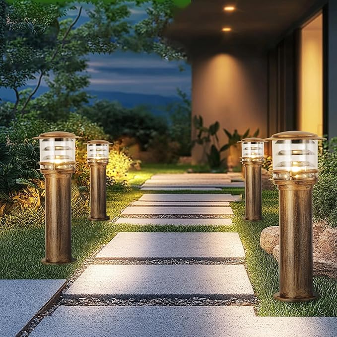 SLAWA Outdoor Post Caps Lights Aluminum Landscape Pathway Lamps With Acrylic Shade Waterproof Column Pillar Lamps Fence Deck Bollard Lighting Cylinder Lawn Floor Lamp For Patio Yard Porch Post Lantern