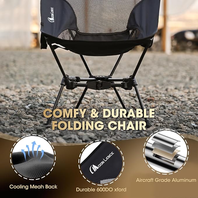 MOON LENCE Portable Camping Chair Backpacking Chair - The 4th Generation Ultralight Folding Chair - Compact Lightweight Foldable Chairs for Hiking Mountaineering Beach (Orange-2Pack)