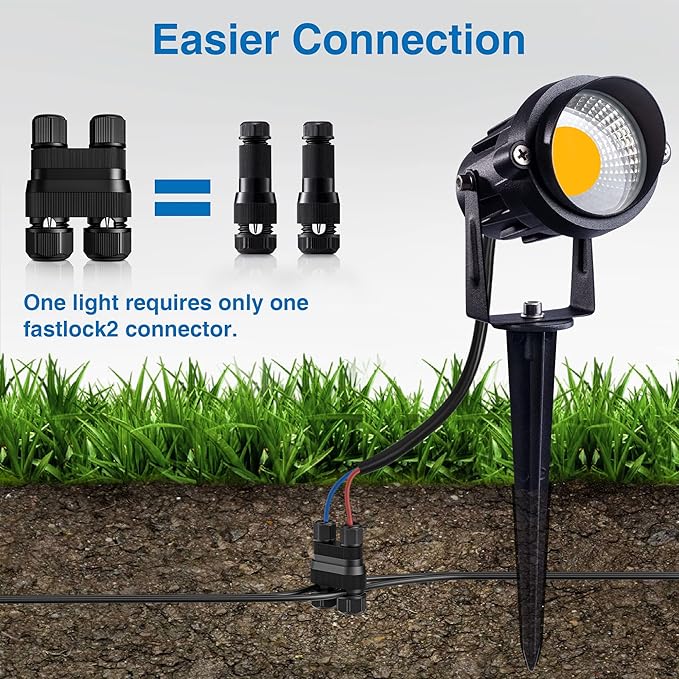 SUNVIE Fastlock2 Low Voltage Wire Connector Landscape Lighting Connectors 12-18 Gauge Waterproof Low Voltage Connectors Outdoor Landscape Wire Connector for Garden Yard Path Lights 24 Pack