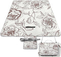 Line Floral Rose Flowers Design2 Beach BlanketPortable Waterproof Picnic Blanket58.3''x 58.3'' Extra Large Picnic Mat for BeachCamping Grass Lawn Park Accessorie for Festival BBQ