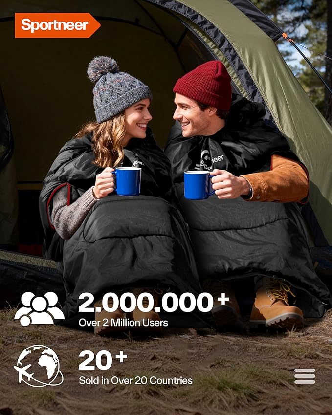 Sportneer Wearable Sleeping Bag for Adults &amp Kids – Walkable with Arm Zippers Warm Weather &amp Cold Waterproof Compact for Camping Stadiums Travel Backpacking &amp Car Use