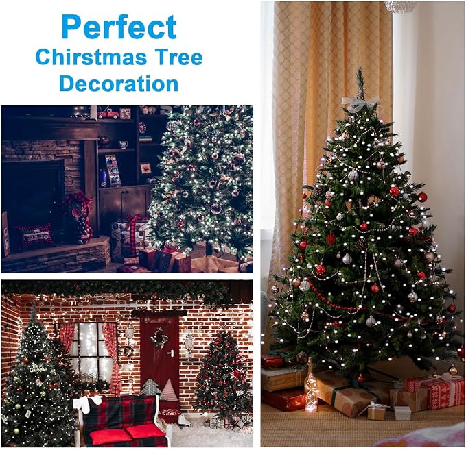 BOLWEO Christmas Tree Lights 400LED 16 Lines Christmas Lights for Tree 8 Modes for 6ft-7ft Tree UL Certified Indoor Outdoor Christmas Decorations 16 * 6.6ft Drops Cool White