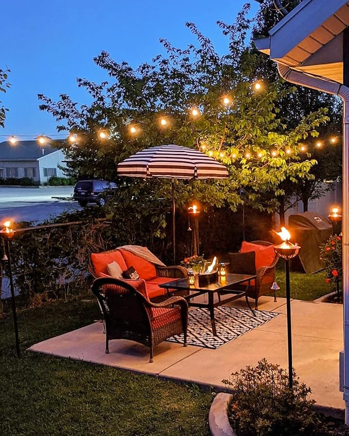 GLUROO 60FT Outdoor String Lights LED Patio Lights with 32 Bulbs Waterproof 2700K Warm White for Outside Backyard Yard Gazebo Deck Porch
