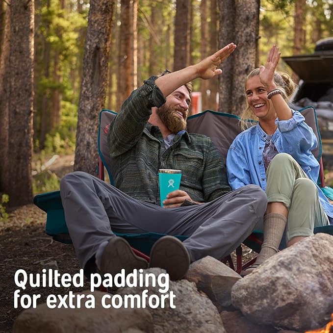 Kelty Low Loveseat Oversized 2-Person Heavy Duty Folding Camp Chair Double Seat for Soccer Games Tailgating Beach Days (Low Height/Deep Lake)