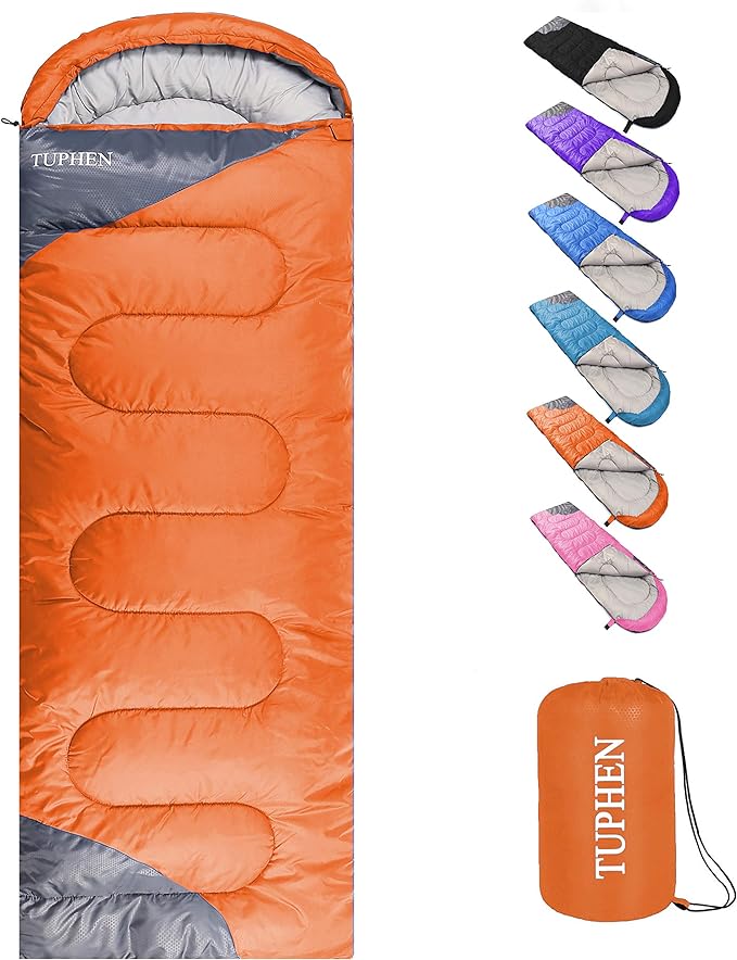 tuphen- Sleeping Bags for Adults Kids Boys Girls Backpacking Hiking Camping Microfiber Liner Cold Warm Weather 4 Seasons Indoor Outdoor Use Lightweight &amp Waterproof