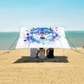 ALAZA Watercolor Wolf Head Art Beach Tent Sun Shelter UPF50+ Protection Beach Shade Canopy w/ 4 Sandbags for Outdoor Camping Fishing Backyard Fun Picnic 10x9 ft