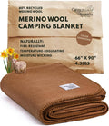 Woolly Mammoth Woolen Company Merino Wool Blanket - 80% Merino Wool - Camping Blankets for Cold Weather - Mositure-Wicking for Overlanding Hunting Emergency Kits Bushcraft (66 x 90 Sandstone)
