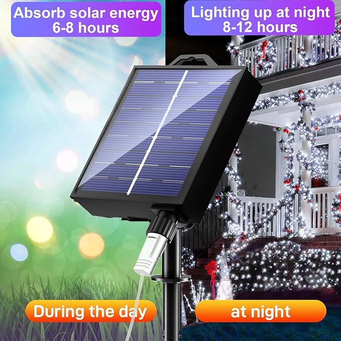 New Upgraded Solar Christmas String Lights Outdoor Waterproof 2 Pack Total 144ft 400 Led Solar &amp USB Rechargeable 19 Mode Solar Power Fairy Lights for Outside Yard Patio Garden Party Xmas Decor W