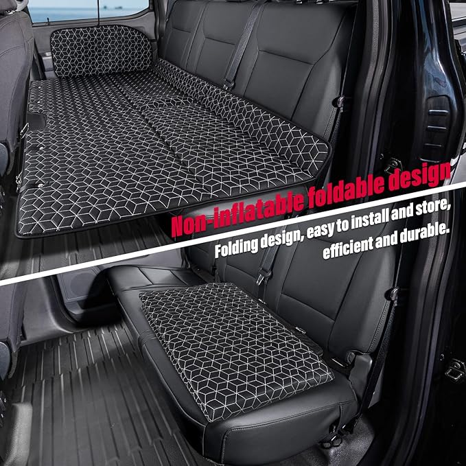 OHMU Non Inflatable Truck Bed Air Mattress for Large TruckCar Travel Camping Back Seat Extender for F150/RAM 1500/Toyota/Silverado/GMC/Tundra