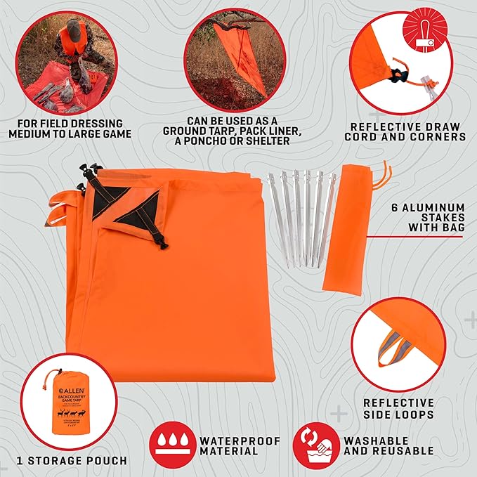 Allen Company Backcountry Game Tarp 4’ x 4’9” Blaze Orange