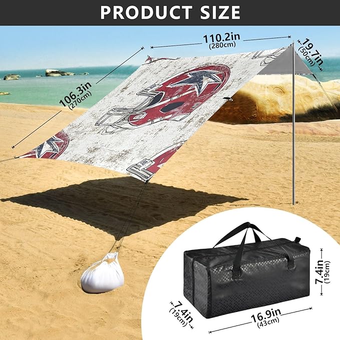 Rugby Pattern (75) Camping Sun Shelter Beach Tent Portable Beach Sun Shade Outdoor Canopy for Camping Trips Fishing Picnic