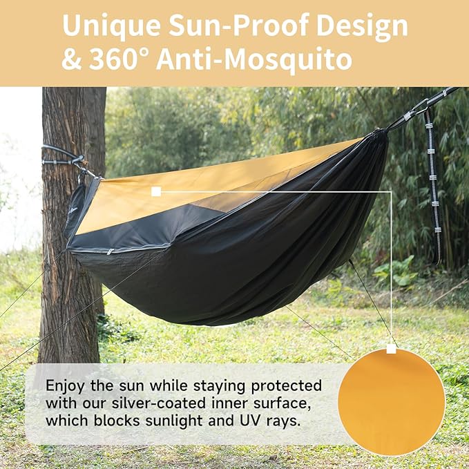 Camping Hammock with Sunshade and Compact Storage Organizer Waterproof Camping Gear Storage Portable Hammock Accessory for Hiking Backpacking