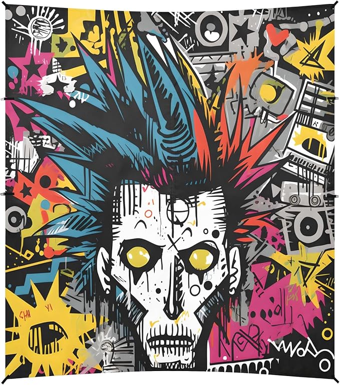 Camping Sun Shelters Punk Rock Graffiti Beach Canopy 126 * 110.2in