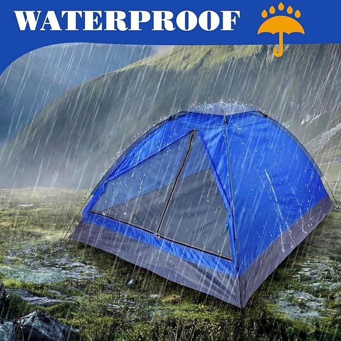 SATINIOR 10 Pack 2 Person Tents for Homeless Bulk Homeless Backpacking Supplies Lightweight Tent Waterproof Windproof Setup with Stakes Carrying Bag for Camping Charitable Donation