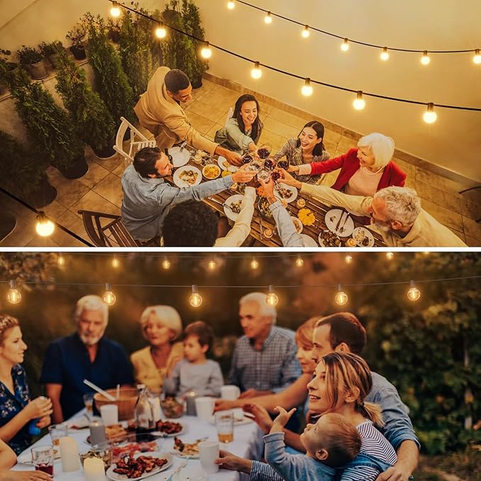 200Feet Outdoor String Lights G40 Globe String Lights 100+4 Replaceable 2200K Warm Bulbs Connectable Waterproof Outside Lights for Patio Backyard Party Wedding 2Pack x 100FT