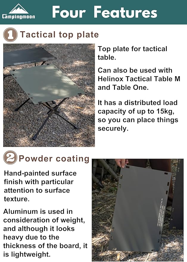 CAMPINGMOON Tactical Table Hard Top Plate for Tactical Table One Khaki T-510-TG