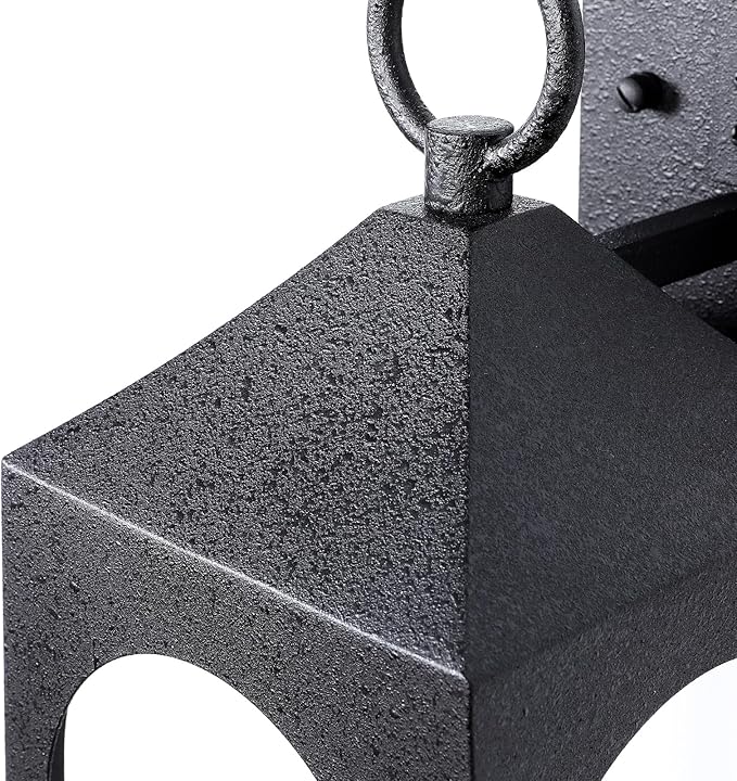 LamQee 20 Inch Dusk to Dawn Outdoor Wall Lights Large Exterior Lighting Fixtures with Seeded Glass Textured Black Modern Outdoor Sconces Wall Mount Lantern for House Porch Patio Garage Front Door