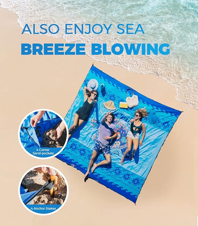 OCOOPA Beach Blanket Sand Free Mat Quick Drying Large and Compact Easy Carring Perfect for Beach Yoga Outdoor Music Festival Travel Camping Gifts Park Picnic