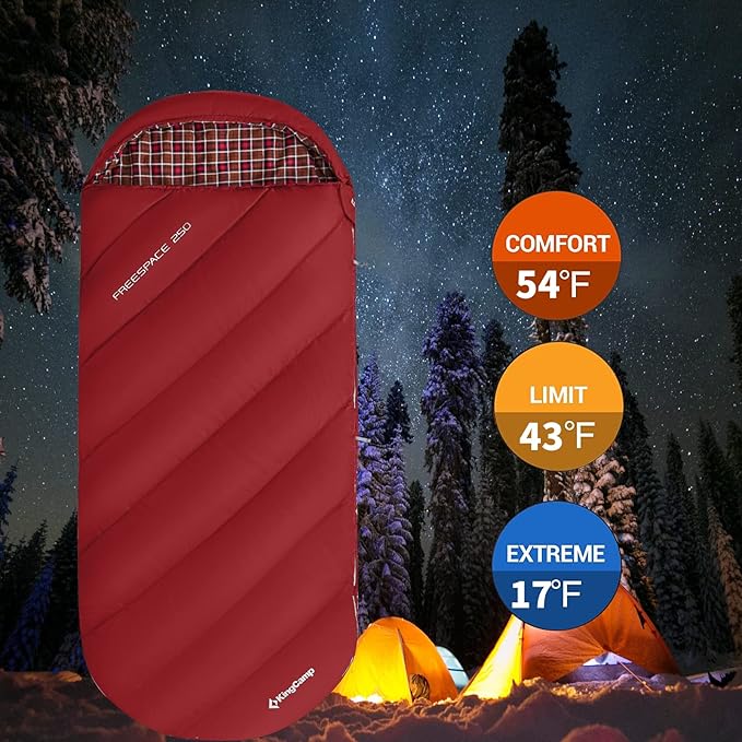 KingCamp Sleeping Bags Big and Tall Flannel Sleeping Bag for Adults Lightweight Portable Extra Wide Sleep Bag for Camping Backpacking Perfect for Cold and Warm Weather Outdoor Gear