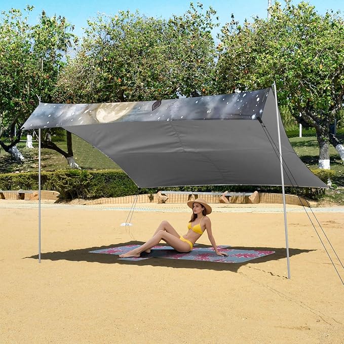 Camping Sun Shelters Two Horses Running Moonlight Beach Canopy 126 * 110.2in