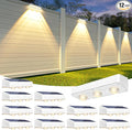 Solar Fence Lights Outdoor1300mAh 12packWarm/Natural/Cool WhiteIP65 WaterproofFence Lights Solar PoweredSolar Lighting for Deck Backyard Railing(White)