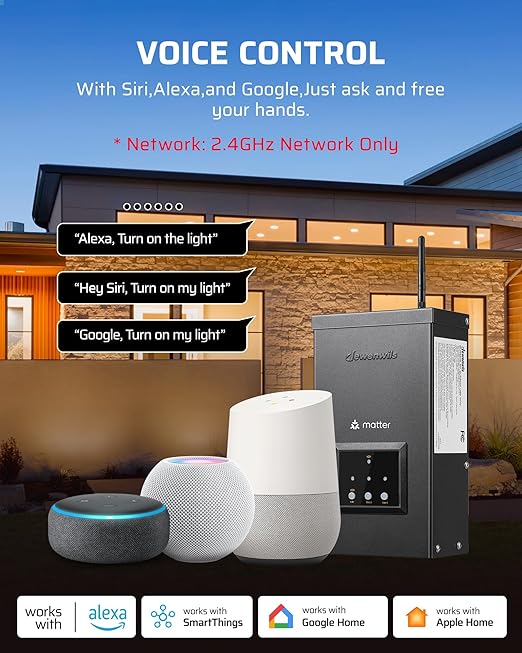 DEWENWILS 200W Matter Low Voltage Landscape Transformer WiFi Landscape Lighting Transformer with 3 Independent Outputs 120V AC to 12V/14V AC Compatible with Alexa Google Assistant