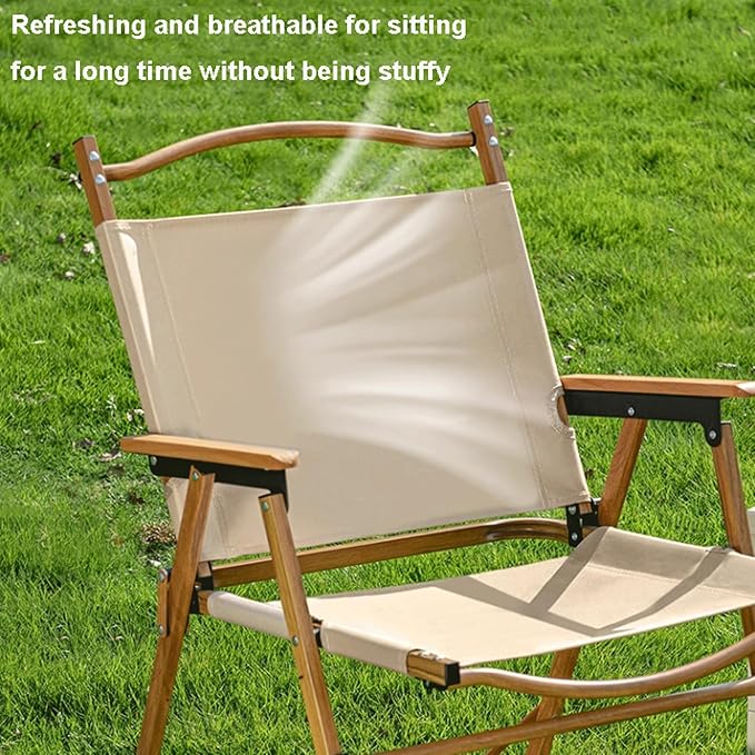 Aluminum Black Practical Outdoor Camping Folding Chair Portable Oxford Cloth Beach Chair Beech Wood Armrests for Parks Backpacking Yard Load Capacity 350 Lbs