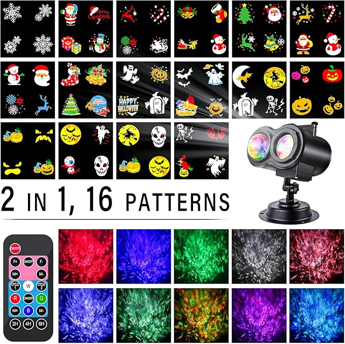 Christmas Projector Lights Outdoor LED Snowflake Projector Lights Outdoor Waterproof with Remote Control &amp Timer Holiday Projector for Christmas Halloween Party Yard Garden Decoration