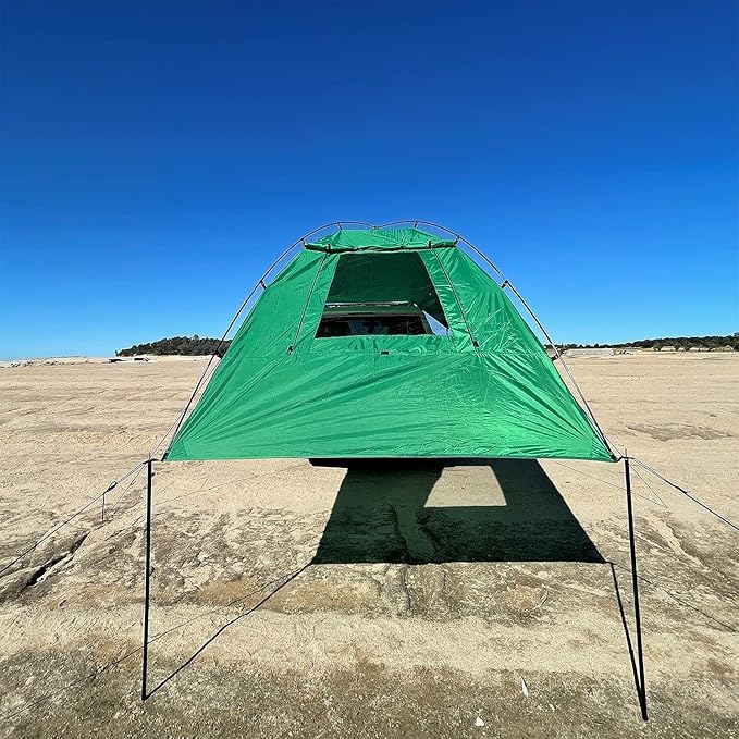Kamp-Rite KAMPAWN319 SUV Sport Multi Use Outdoor Shade Shelter Tent Camping Awning w/ 3 Poles 2 Legs &amp Carry Bag Jolly Green