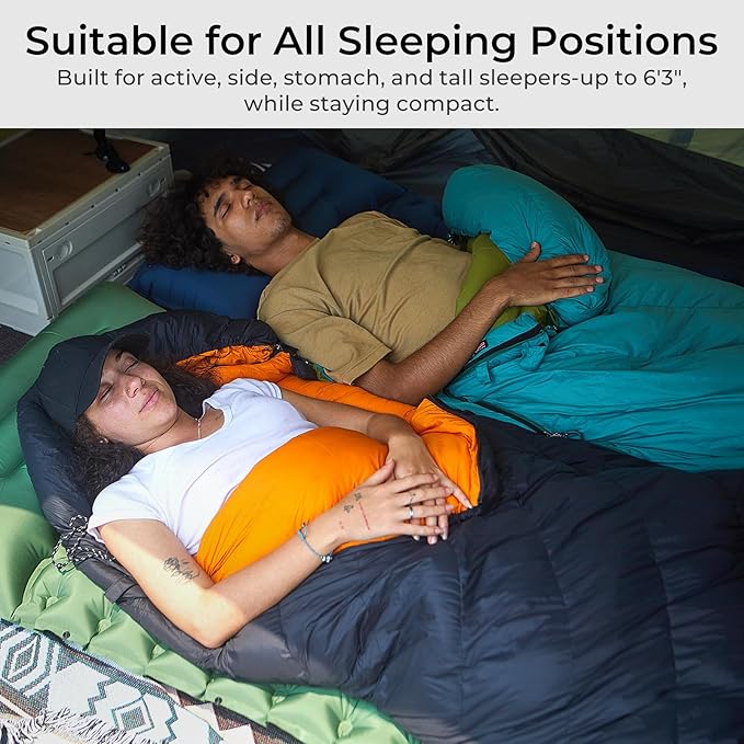 ATEPA 3-in-1 Hybrid Down Sleeping Bag for Adults Lightweight 3 Season Wearable Backpacking Sleeping Bag with Pad Attachment &amp Compact Compression Sack for Spring Summer Fall Car Camping 30°F 45°F