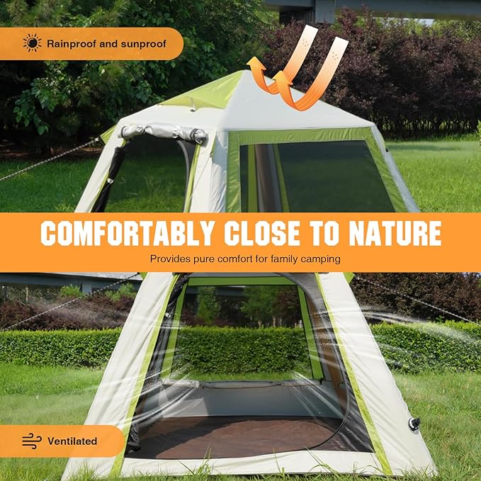 2-3 Person Automatic Inflatable Camping Tent Quick Setup Instant Cabin Tents Oxford Waterproof Inflatable House Tent with Mesh Windows for Adults Scouts