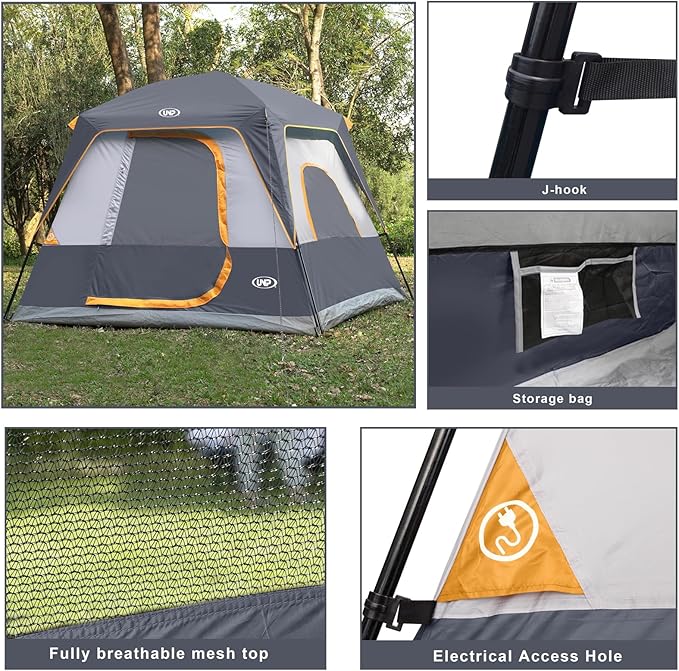 UNP 2/4/6/8 Person Tent Portable Cabin Tent Camping Tent 4-Person Easy Set Up Waterproof with Top Rainfly for Outdoor Camping/Hiking
