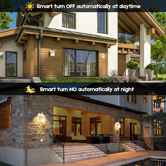 2-Pack Dusk to Dawn Outdoor Wall Light Waterproof Exterior Wall Lantern Lighting Fixtures with Photocell Sensor White Outside Sconce with E26 Socket Anti-Rust Wall Mount for Porch House Garage