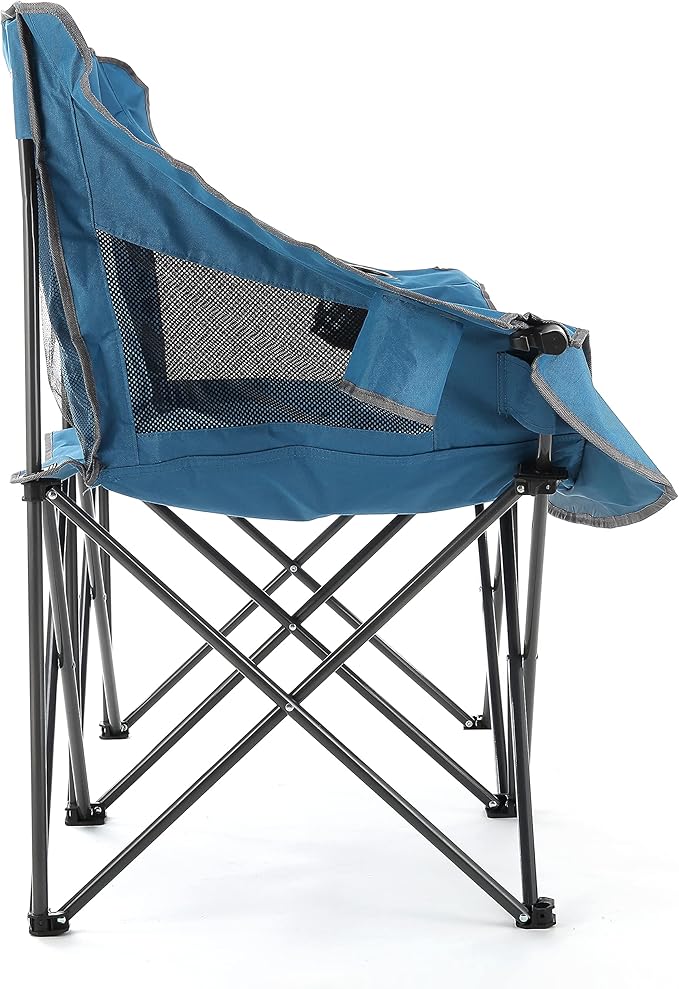 ARROWHEAD OUTDOOR Portable Folding Double Duo Camping Chair Loveseat w/ 2 Cup &amp Wine Glass Holder Heavy-Duty Carrying Bag Padded Seats &amp Armrests Supports up to 500lbs USA-Based Support