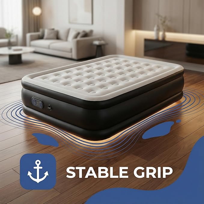 18 Inflatable Air Mattress with Built-in Pump Double Height Non-Slip 660lb Capacity - Queen Size