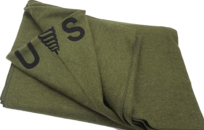 U.S. Military Medical Wool Blanket 64 x 90 Army Replica Emergency Blanket - Wool Blend Olive Drab