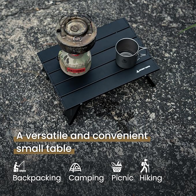 ONETIGRIS Ultralight Backpacking Table Compact Pop-Up Folding Table for Camping Hiking Beach Picnic Travel