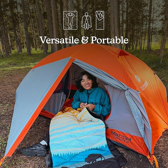 Nomadix Yellowstone Puffer Blanket – Water-Resistant Eco-Friendly Insulated Blanket with Snaps for Camping Beach and Travel Made from Recycled Materials