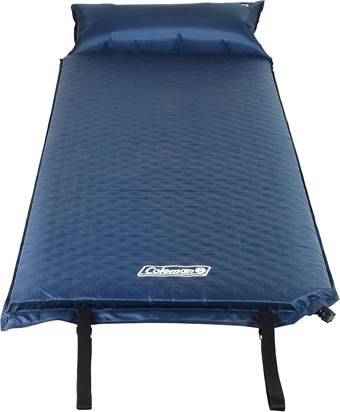 Coleman Self-Inflating Sleeping Pad with Pillow Lightweight Inflatable Camp Pad with Extra Support &amp Quick Deflation No Air Pump Needed