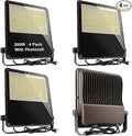 Lightdot 200W Outdoor Flood Lights AC100-277V LED Stadium Lights 30000Lm LED Flood Lights with Photocell IP65 Waterproof Area Lighting for Backyard/Stadium-4Pack 5Yrs Warranty