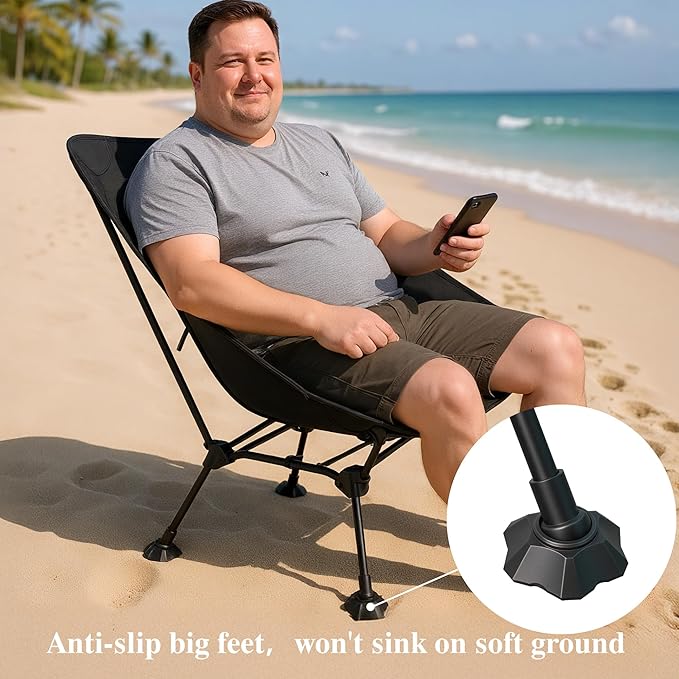 OPENROAD Lightweight Compact Portable Camping Chair Ultralight Folding ChairBeach ChairLawn Backpacking Chair for Hiking and Fishing with Anti-Sinking Large Feet and Carry Bag