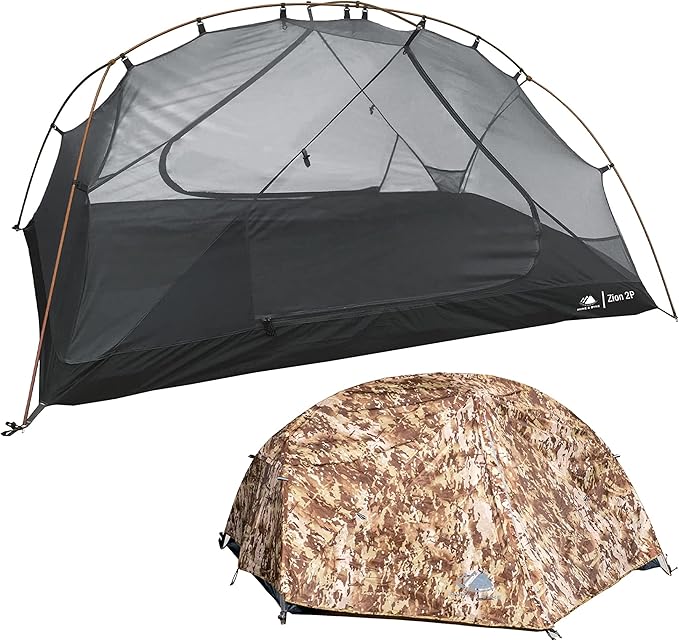 Hyke &amp Byke Zion Hiking &amp Backpacking Tent - 3 Season Ultralight Waterproof Tent for Camping w/Rain Fly and Footprint - 1 Person - Orange