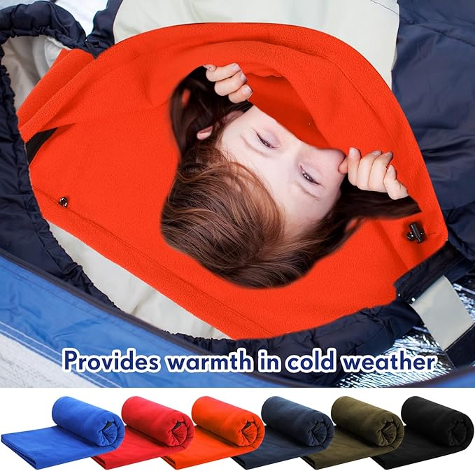 Preboun 6 Pcs Fleece Sleeping Bag Liner Adult Warm Sleeping Bag Liners Cold Weather 70.9 x 31.5 Inch Zippered Camping Sleep Sack Lightweight Sheet for Camping Backpacking Travel Assorted Color
