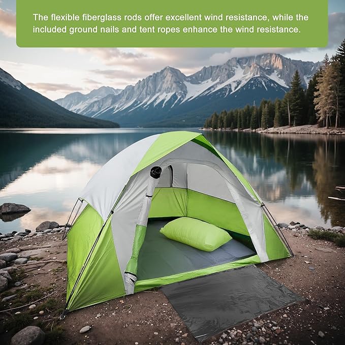 XL 6 Person Dome Camping Tent Double Layer Waterproof Removable Rain Fly for Outdoor Hiking Fishing (6 People Green)