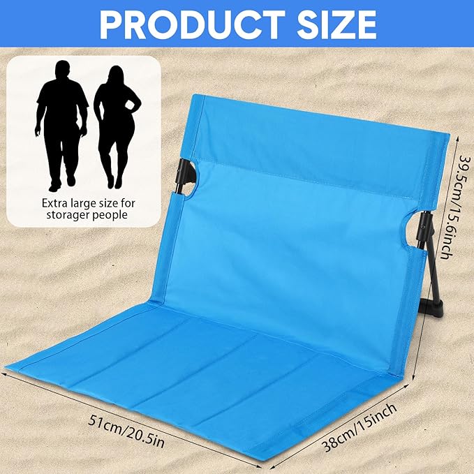 Jetec Foldable Floor Backrest Chair Portable Camping Chair with Storage Bag Light Weight Lazy Seat for Indoor Outdoor Bed Ground Park Lawn Concerts Beach Hiking