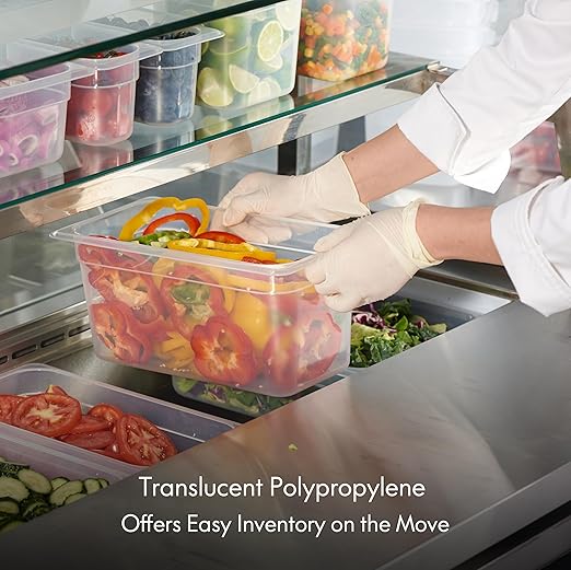 CURTA 6-Pack 1/6 Size 6 Deep Food Pan with Sealing Lid – NSF Commercial-Grade Translucent Polypropylene Stackable Freezer-Safe Storage for Restaurants Catering &amp Buffets