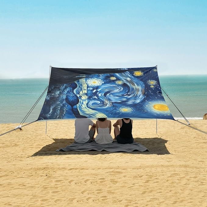 Starry NightCamping Sun Shelters 9.2 x 10.5 FT Beach Canopy Tent Sun Shade with Carrying Bag for Camping Trips Fishing Backyard Fun or Picnics 21341605
